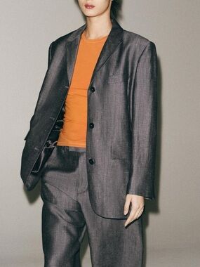 Zara COLLECTION STRAIGHT-CUT LINEN BLAZER
